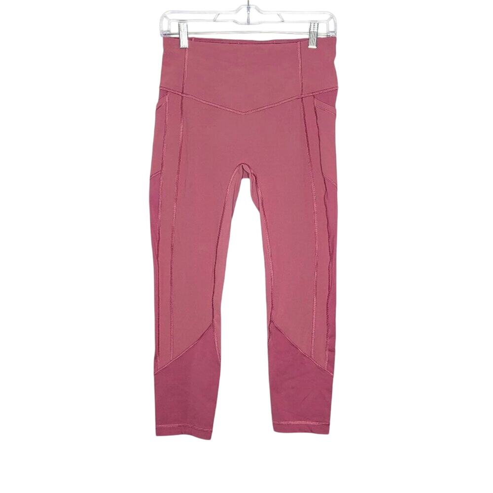 Lululemon All The Right Places Crop II 23" Rose Pink Stretch Soft Pockets Size 8
